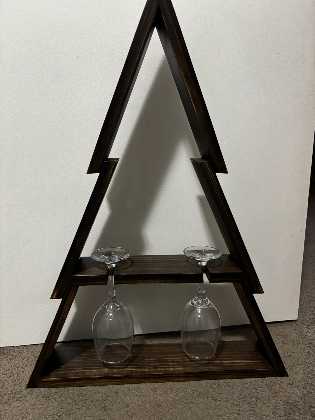 Wooden Christmas Tree Wine Bottle & Glass Holder