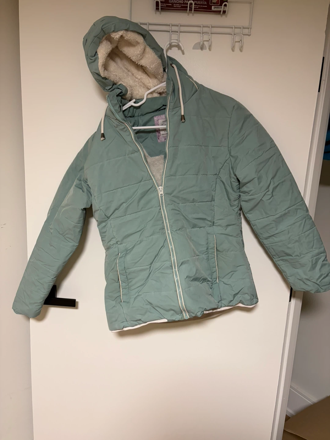 Blue Quilted Hooded Jacket
