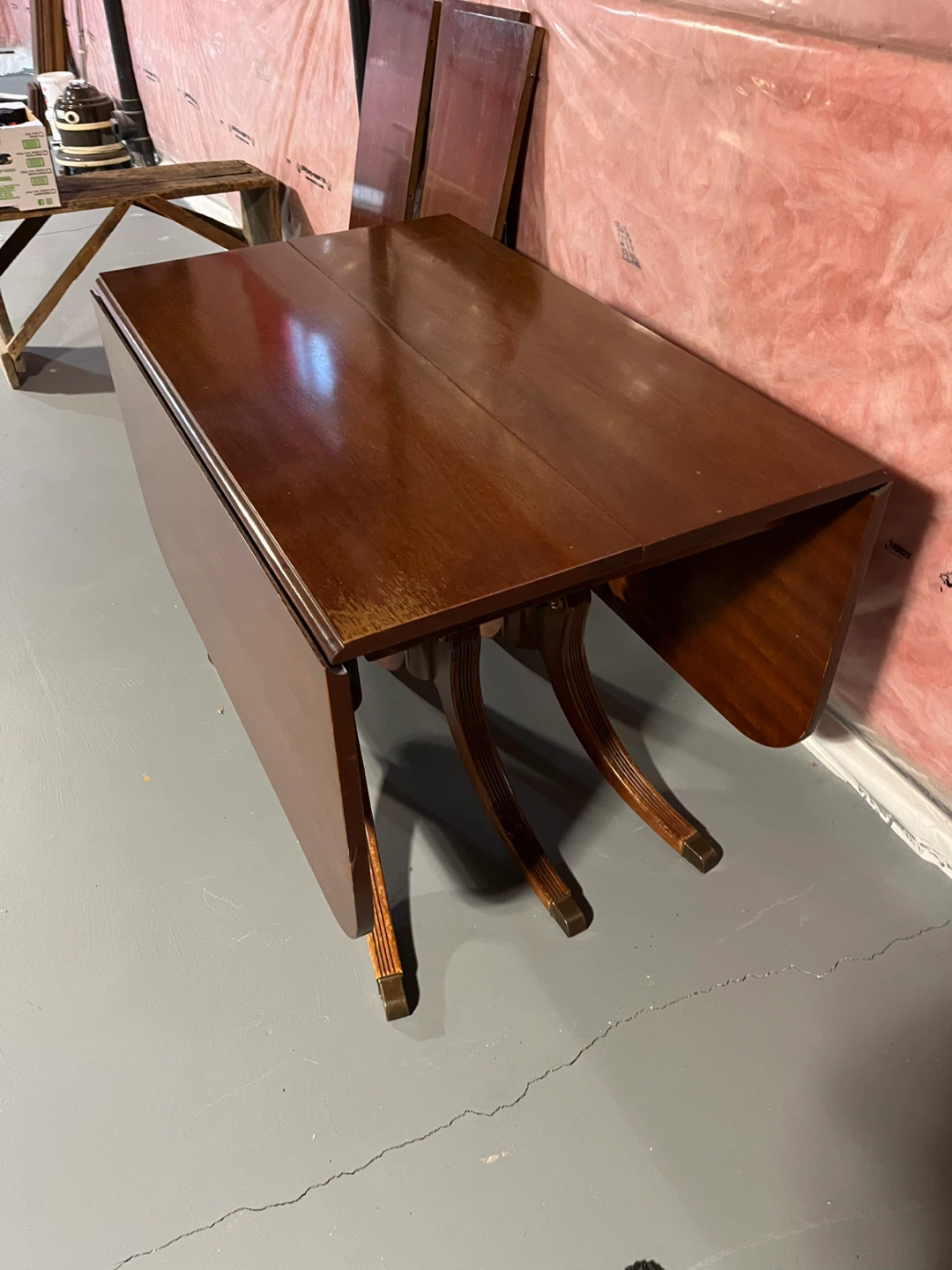 Vintage Mahogany Drop-Leaf Dining Table with Leaves