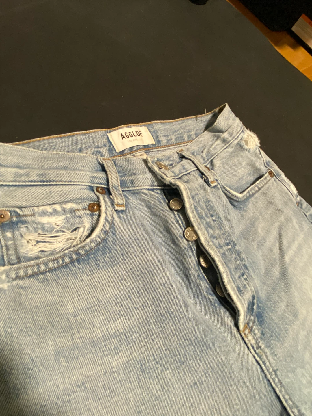 AGOLDE light wash distressed denim jeans - photo 2