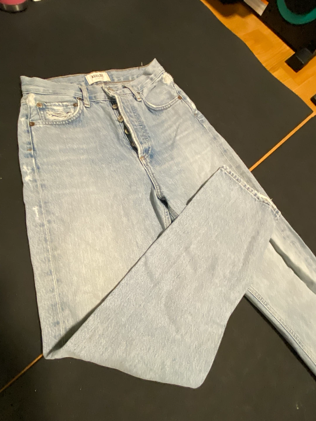 AGOLDE light wash distressed denim jeans - photo 3