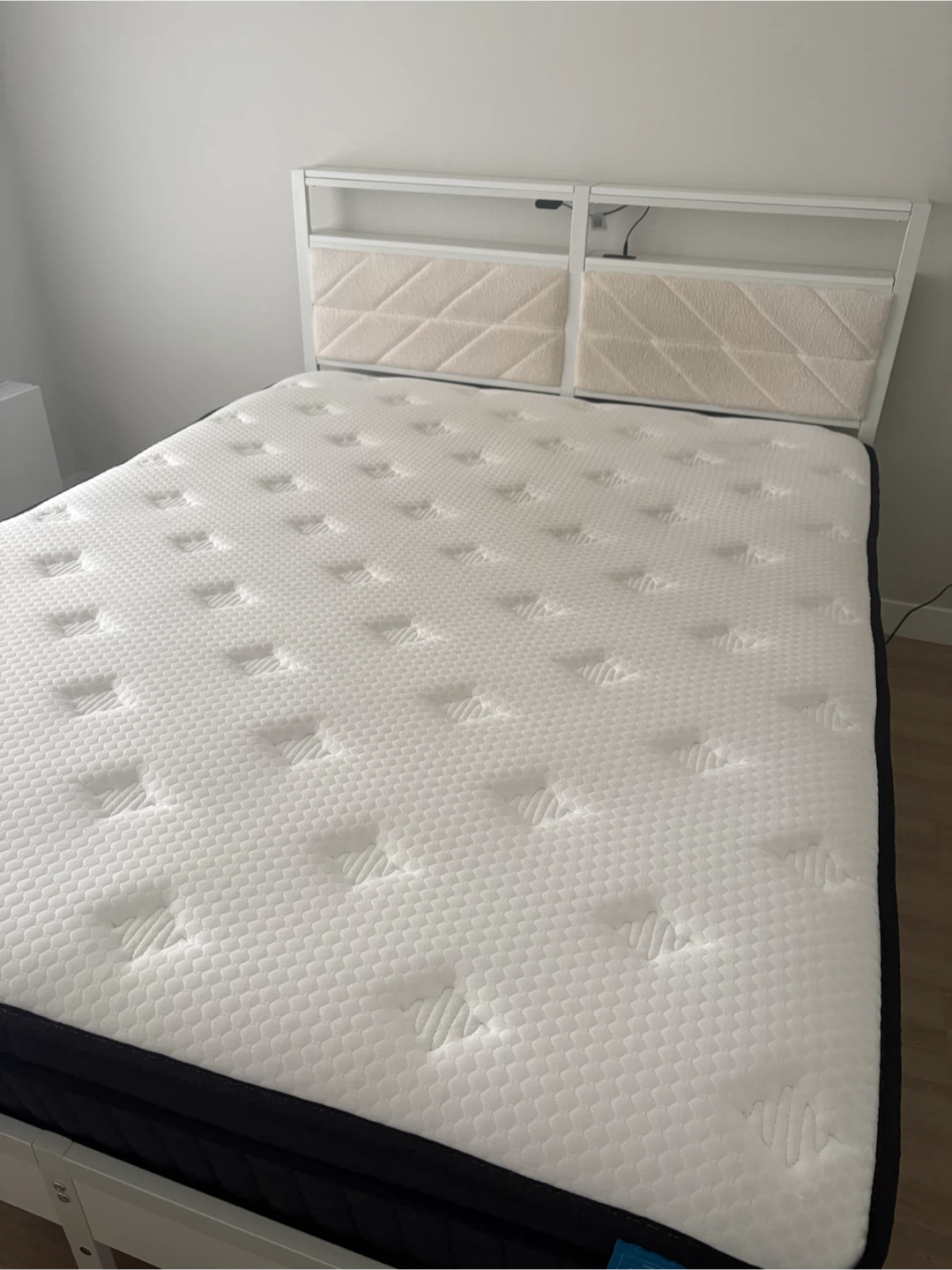 White LED Bed Frame with Mattress