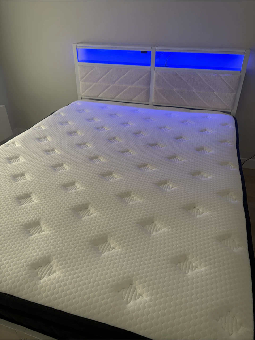 White LED Bed Frame with Mattress - photo 2