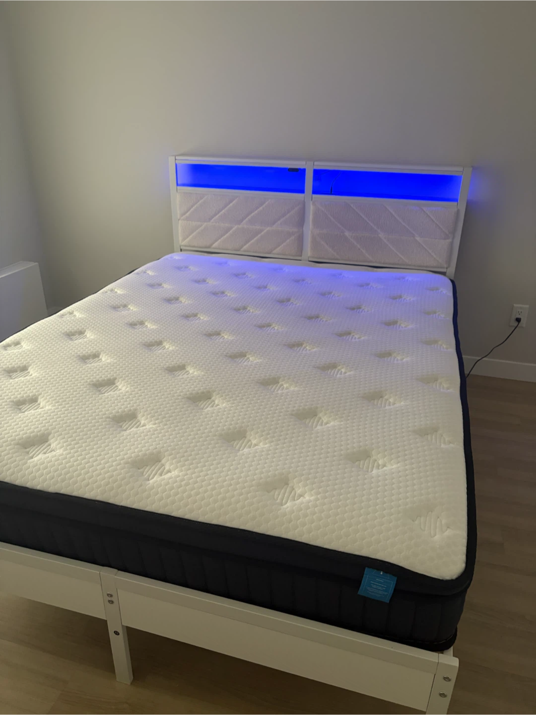 White LED Bed Frame with Mattress - photo 3