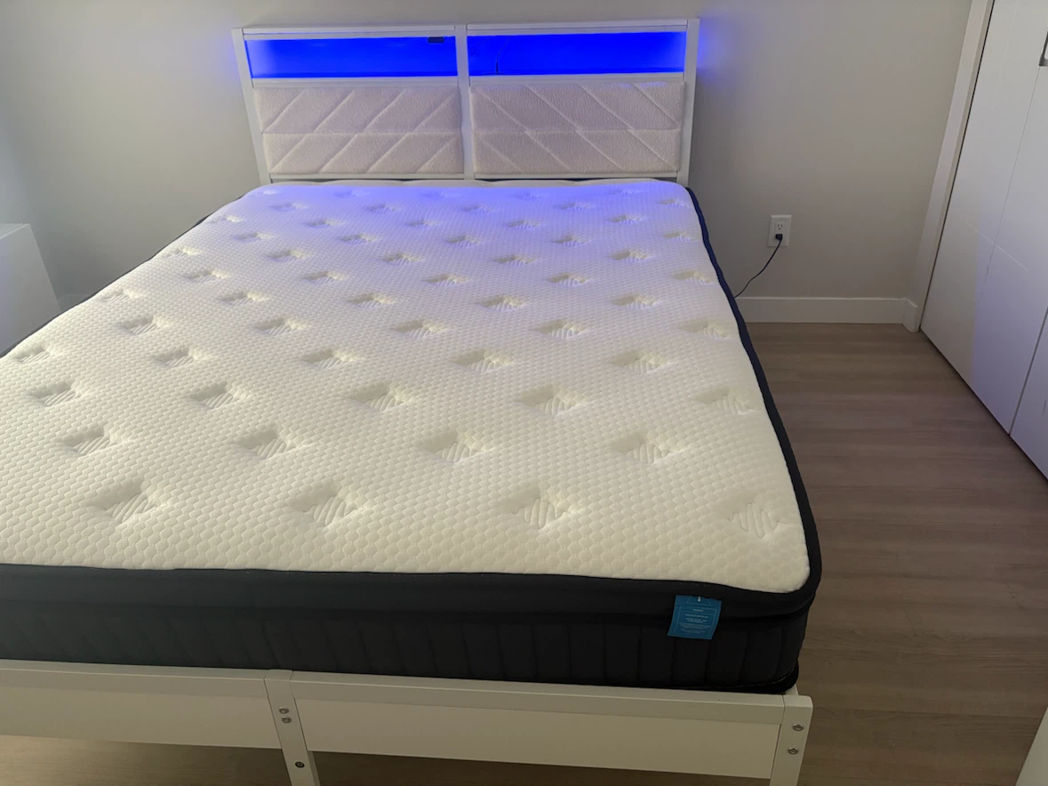 White LED Bed Frame with Mattress - photo 4