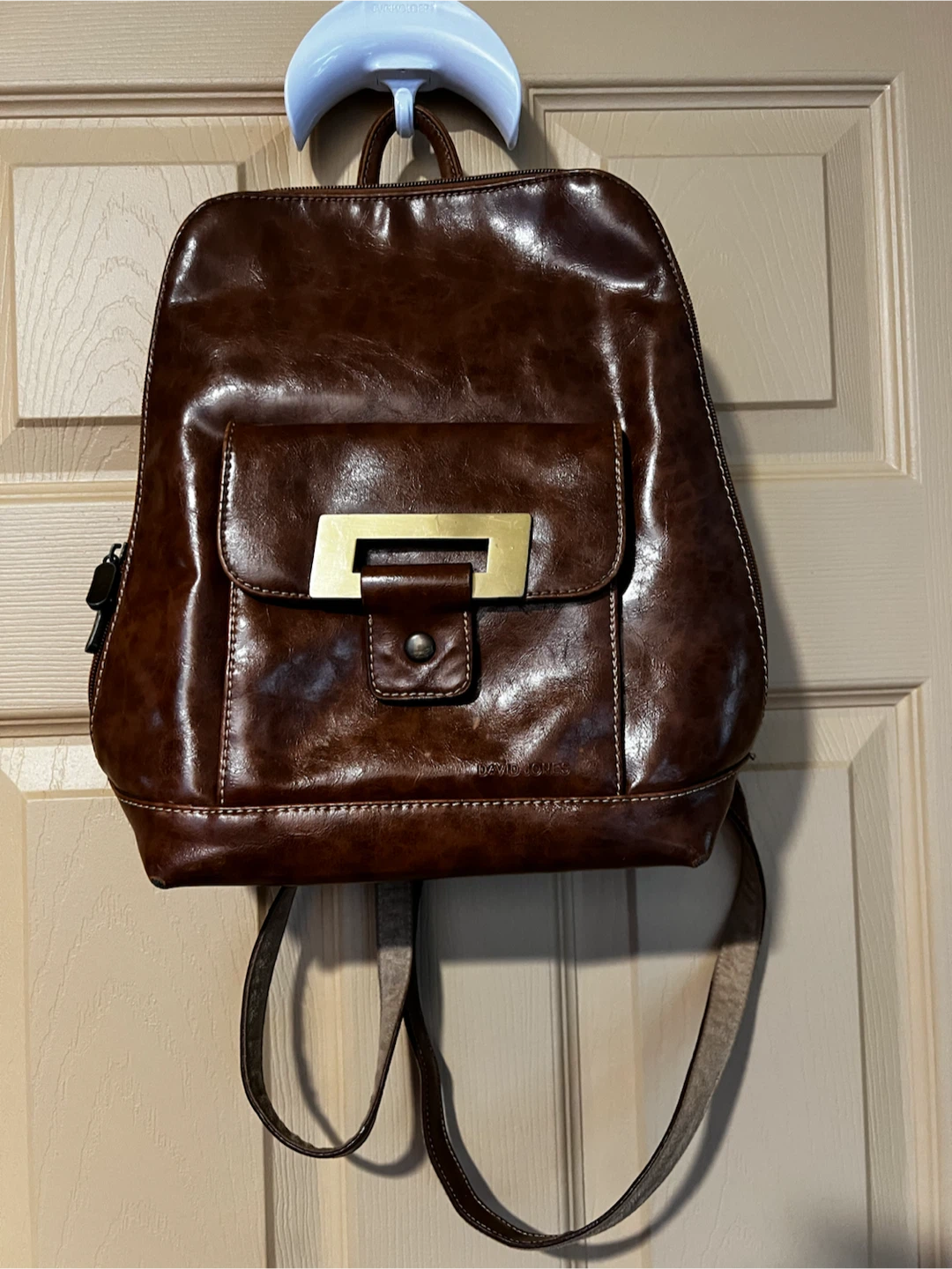 David Jones Brown Leather Backpack