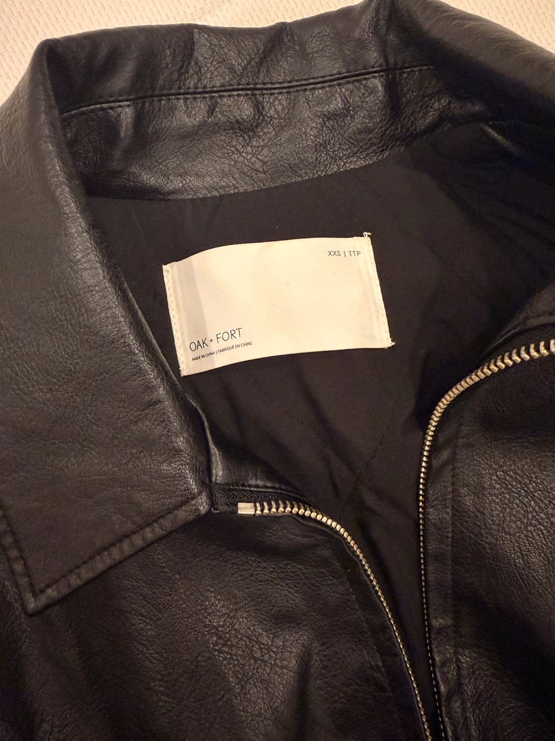 OAK + FORT Black Faux Leather Bomber Jacket - photo 2