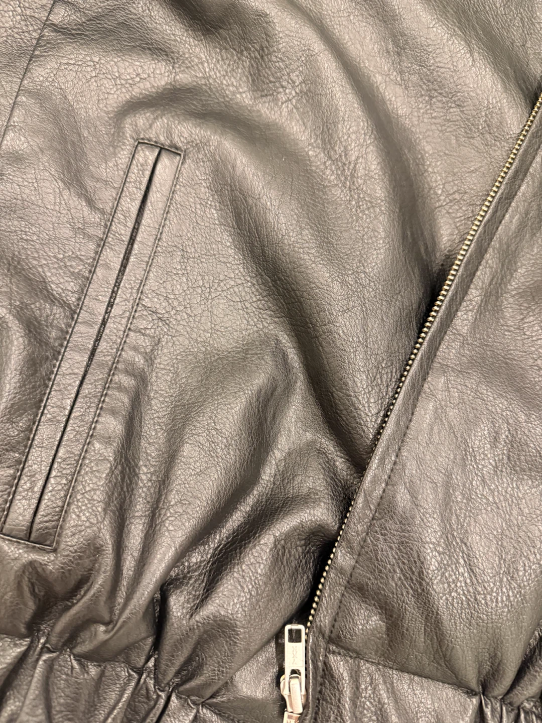 OAK + FORT Black Faux Leather Bomber Jacket - photo 3