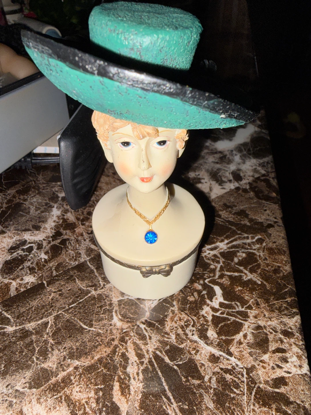 Vintage Lady Bust Trinket Box