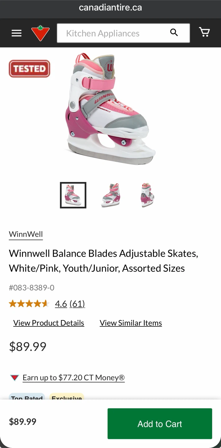 Winnwell Balance Blades Adjustable Skates Pink