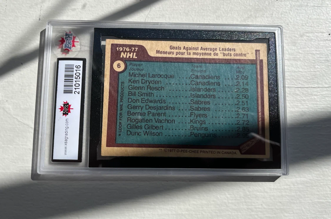 1977-78 O-Pee-Chee NHL Leaders Hockey Card #6 KSA Graded - photo 2