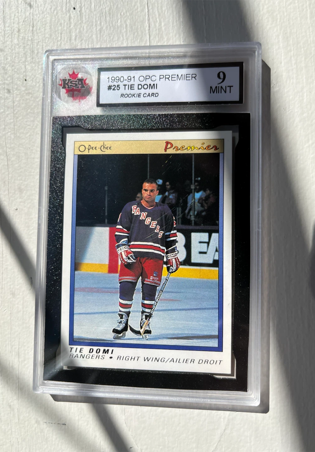 1990-91 O-Pee-Chee Tie Domi Rookie Card #25 KSA 9