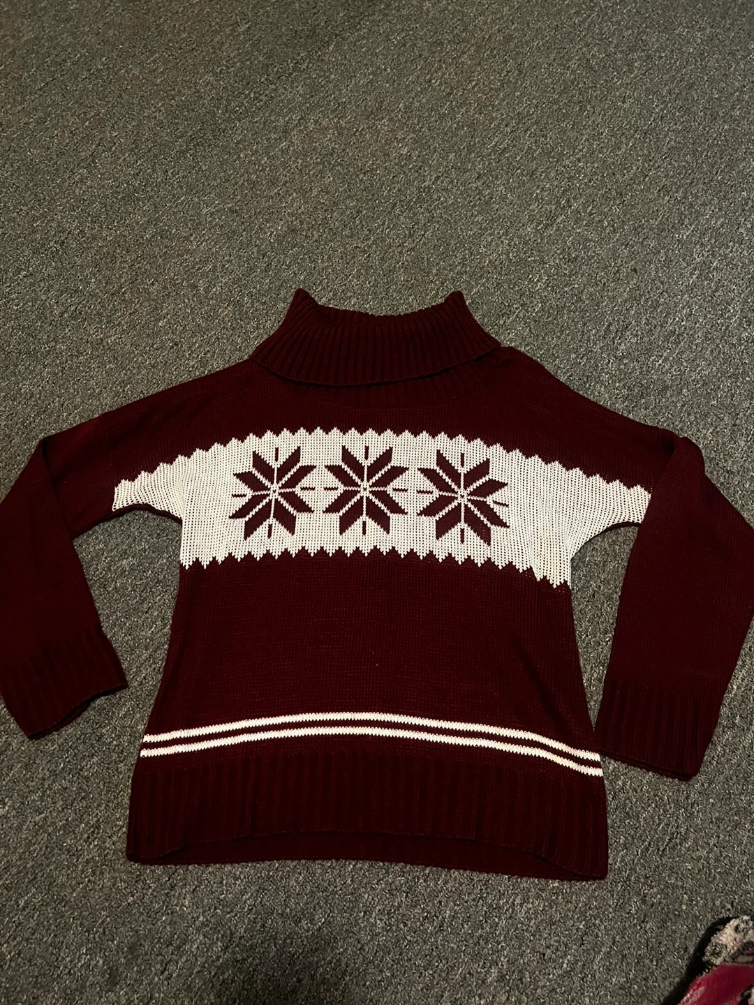 GLAMOR-KNIT Burgundy Snowflake Sweater - photo 2