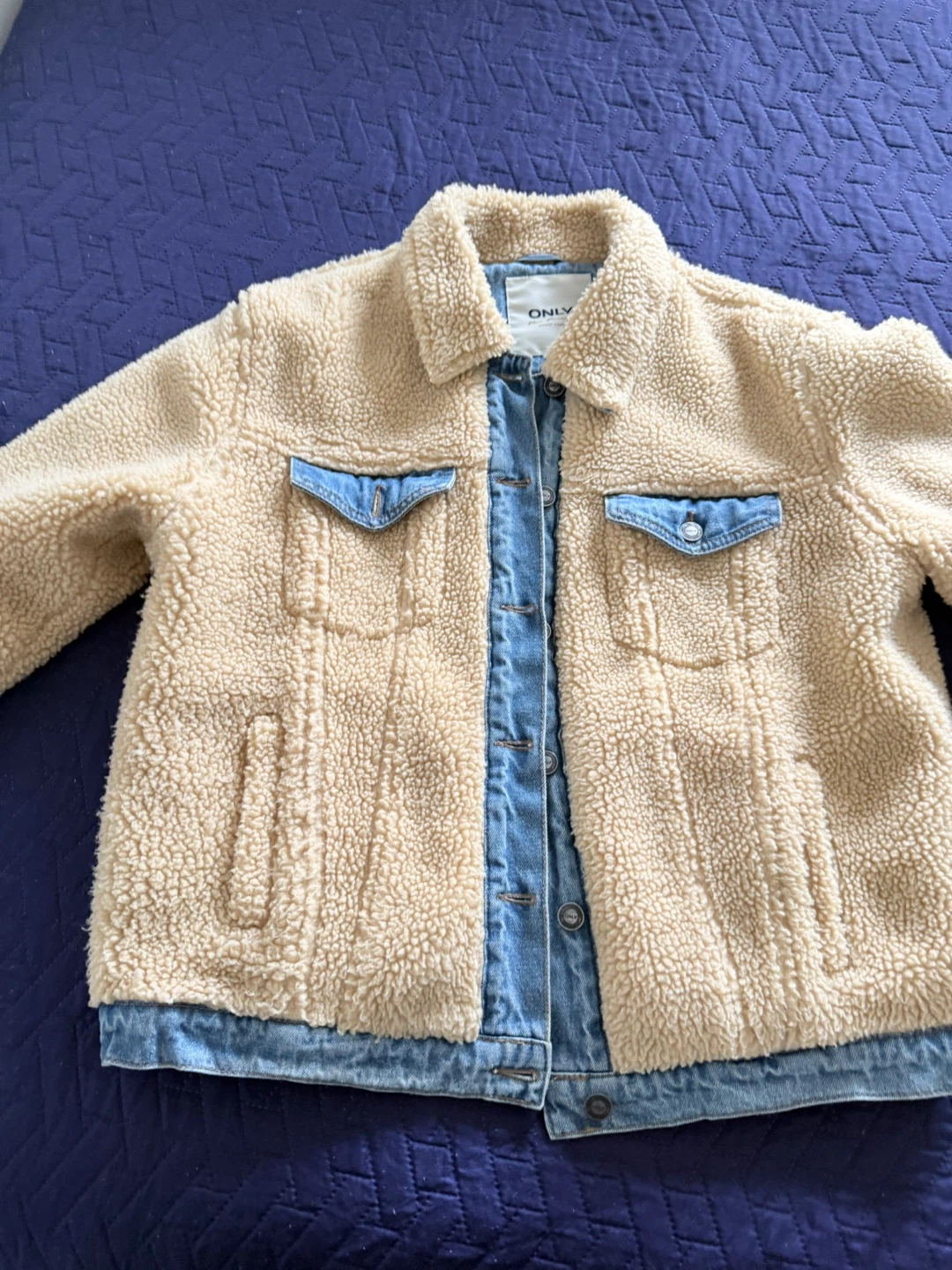 ONLY Blue Denim Sherpa Lined Jacket