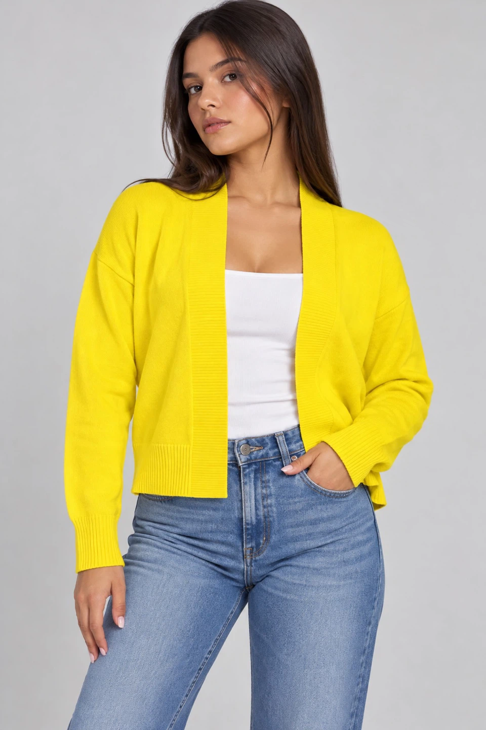 Calvin Klein Yellow Open Cardigan