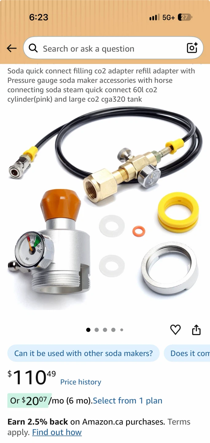 Soda maker CO2 refill adapter kit