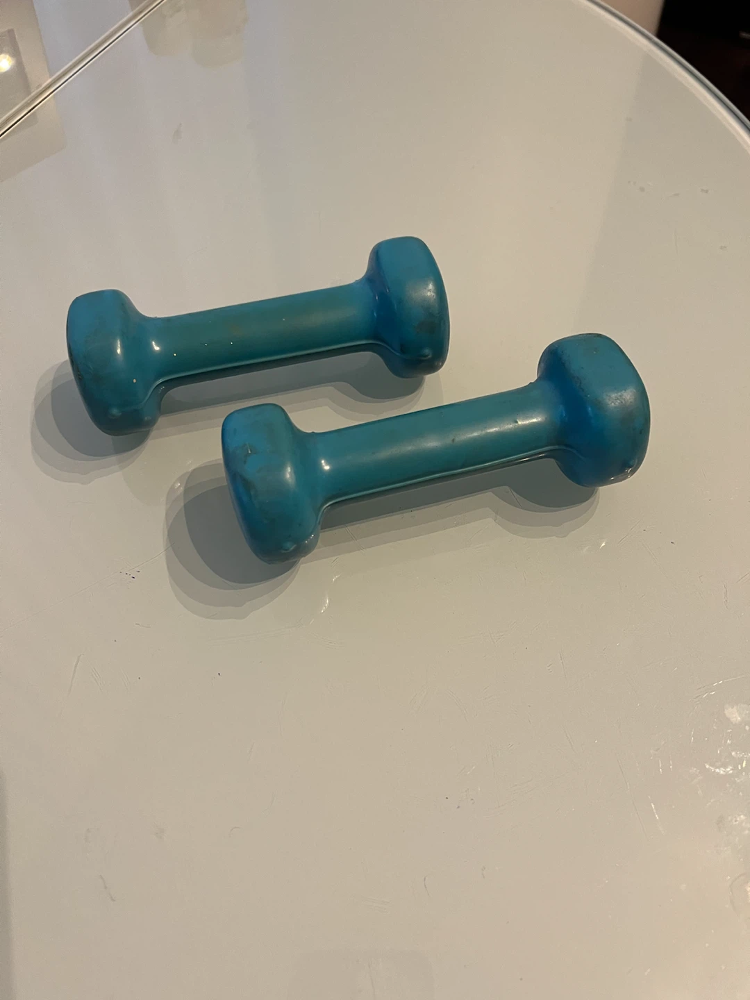 Set of 2 Teal Vinyl Hand Weights/4 lbs total weight , 2 lb each