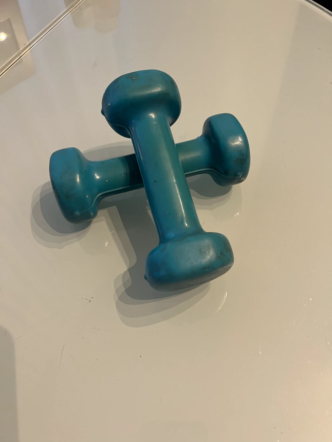 Set of 2 Teal Vinyl Hand Weights/4 lbs total weight , 2 lb each - photo 2