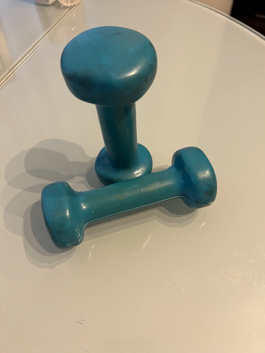 Set of 2 Teal Vinyl Hand Weights/4 lbs total weight , 2 lb each - photo 3