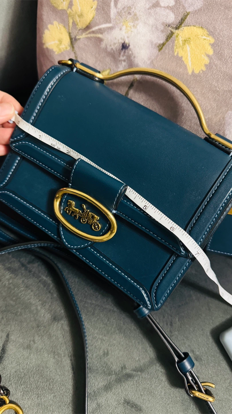 Coach Dark Blue Leather Bag with Gold Hardware - photo 2