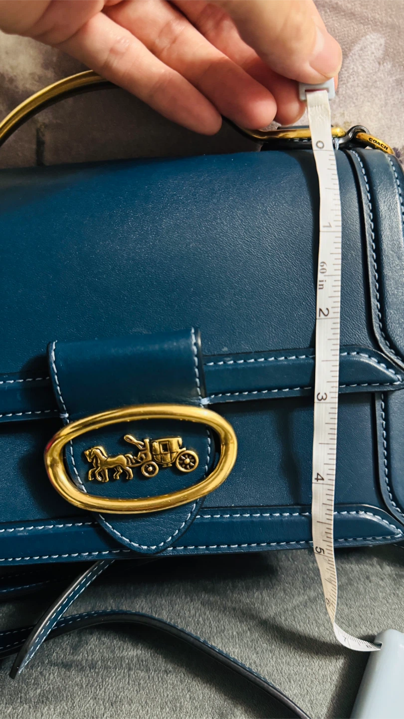 Coach Dark Blue Leather Bag with Gold Hardware - photo 3