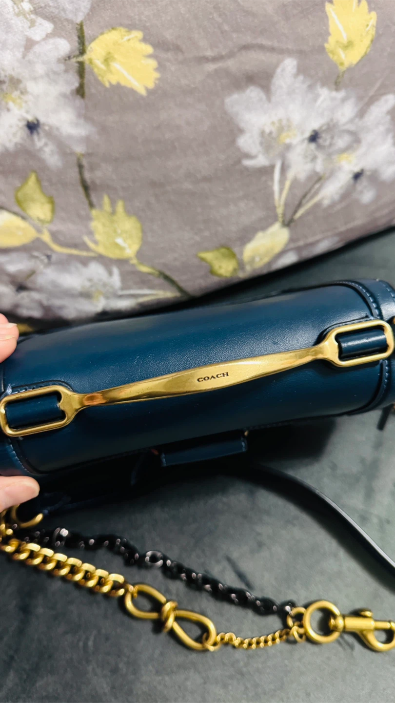 Coach Dark Blue Leather Bag with Gold Hardware - photo 5