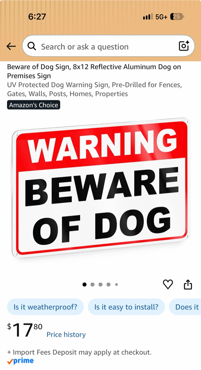 Beware of Dog Reflective Aluminum Warning Sign