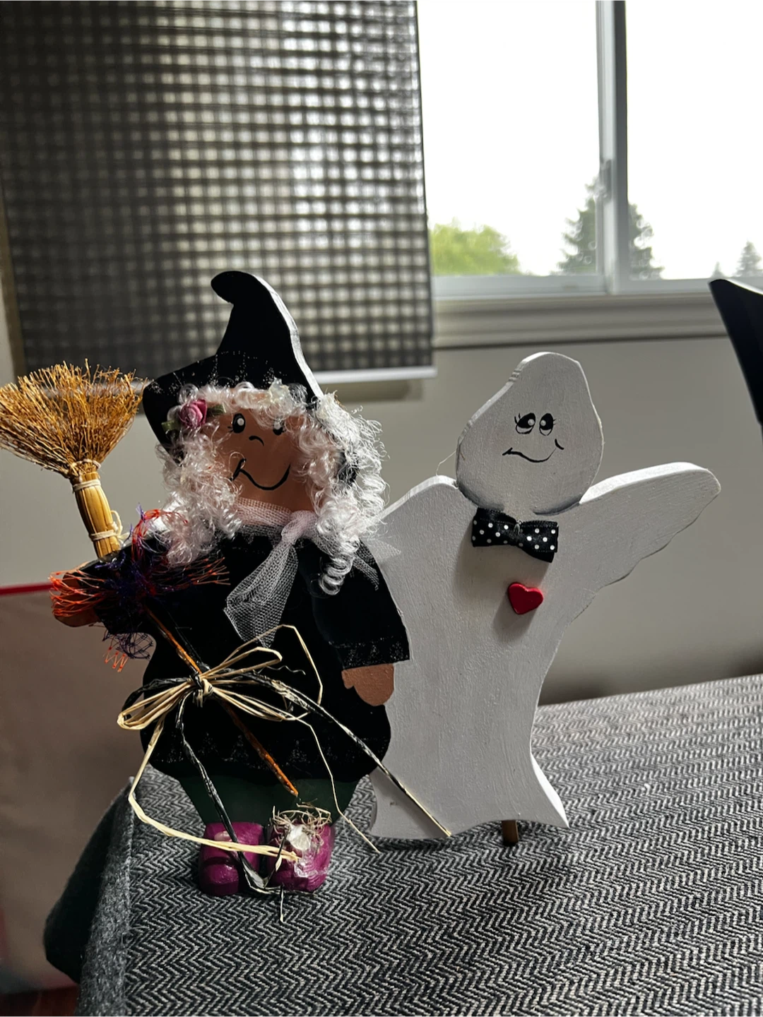 Wooden Halloween Witch and Ghost Decor