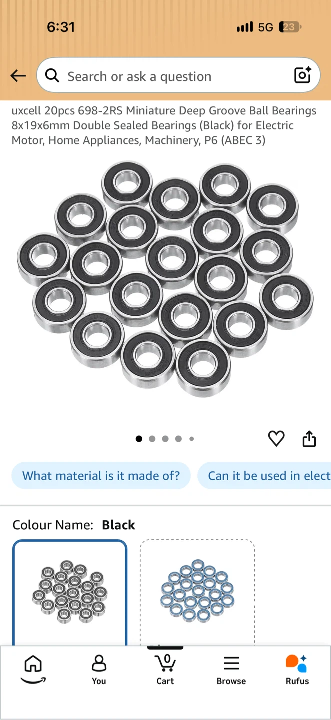 uxcell 20pcs 698-2RS Miniature Deep Groove Ball Bearings