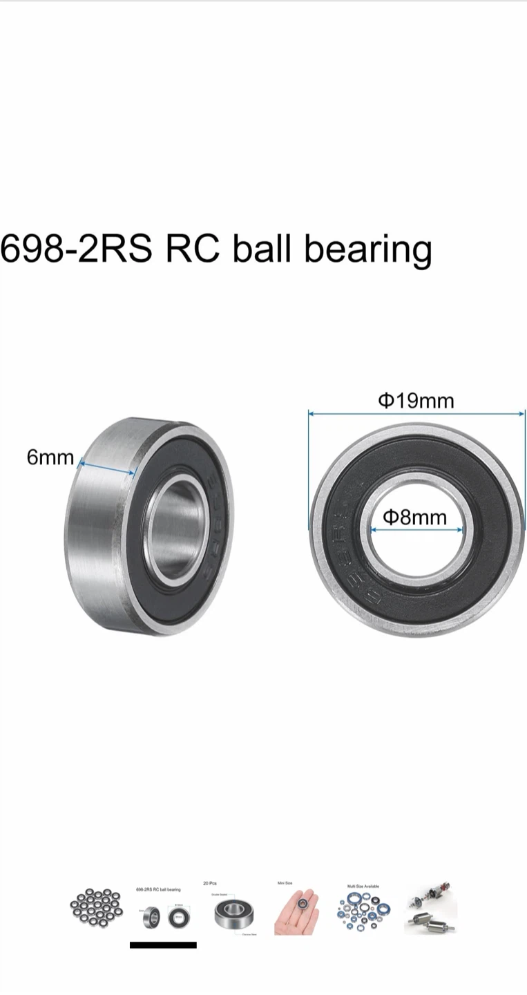 uxcell 20pcs 698-2RS Miniature Deep Groove Ball Bearings - photo 3