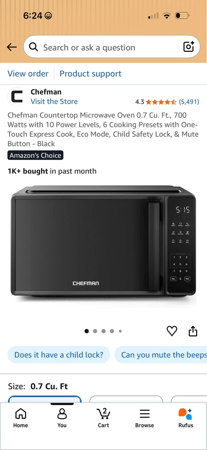 Chefman Countertop Microwave 0.7 Cu. Ft. - photo 3