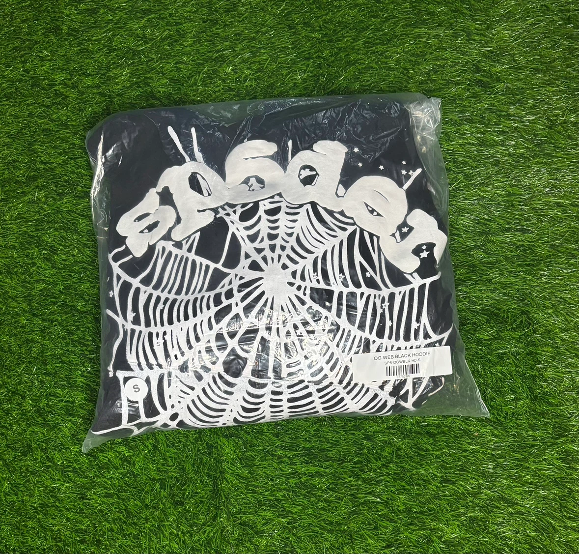 Black OG Web Sp5der Hoodie ( Minimal flaws )