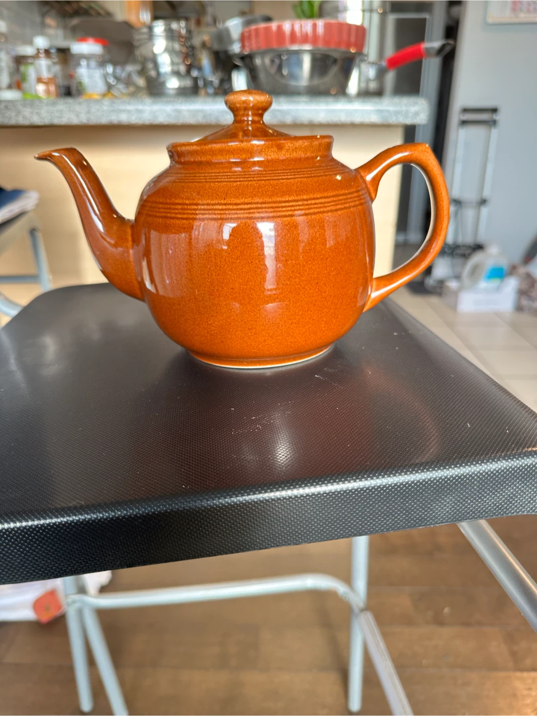 Brown Ceramic Teapot with lockable lid