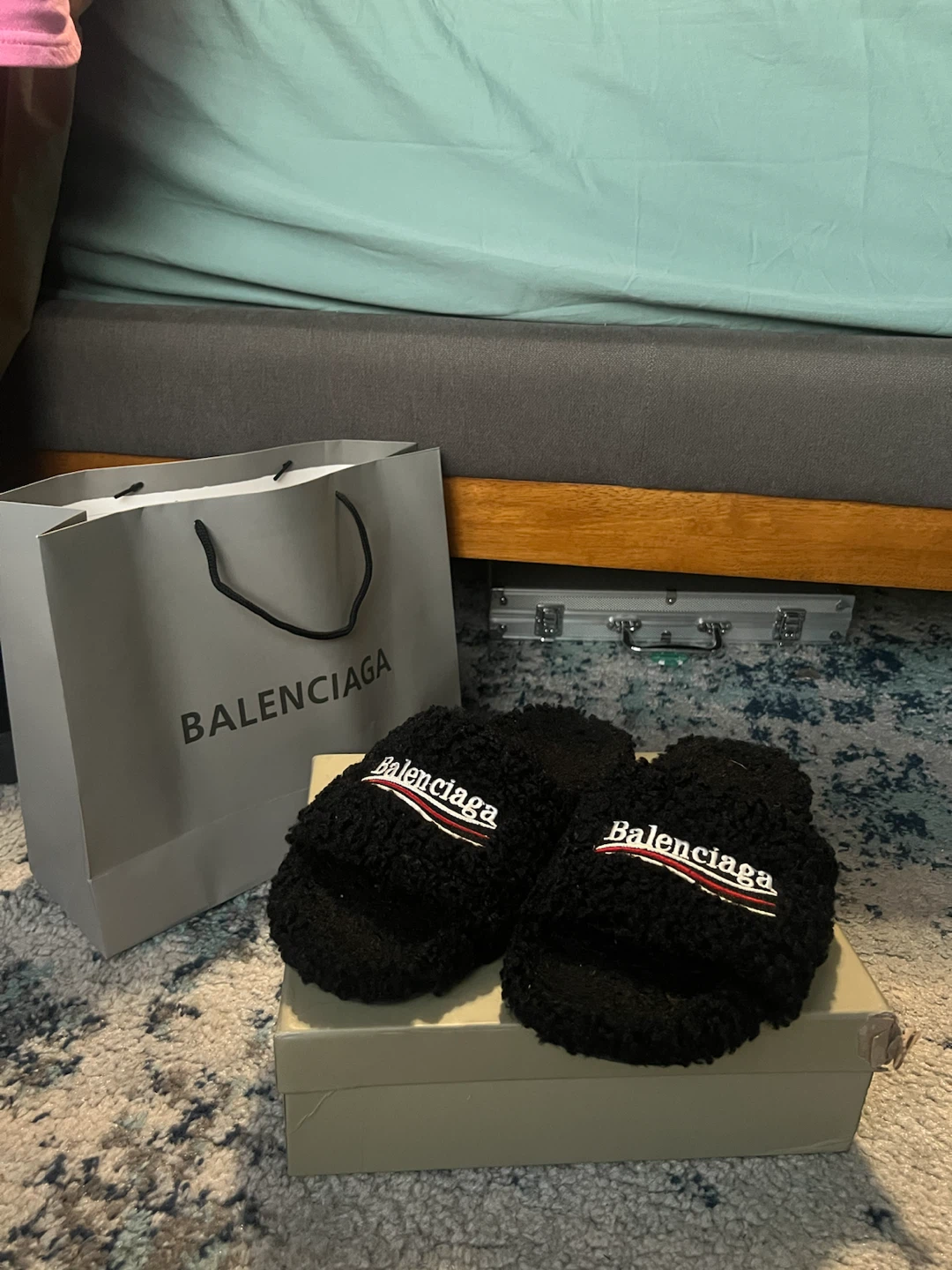 Balenciaga Black Fur Slides