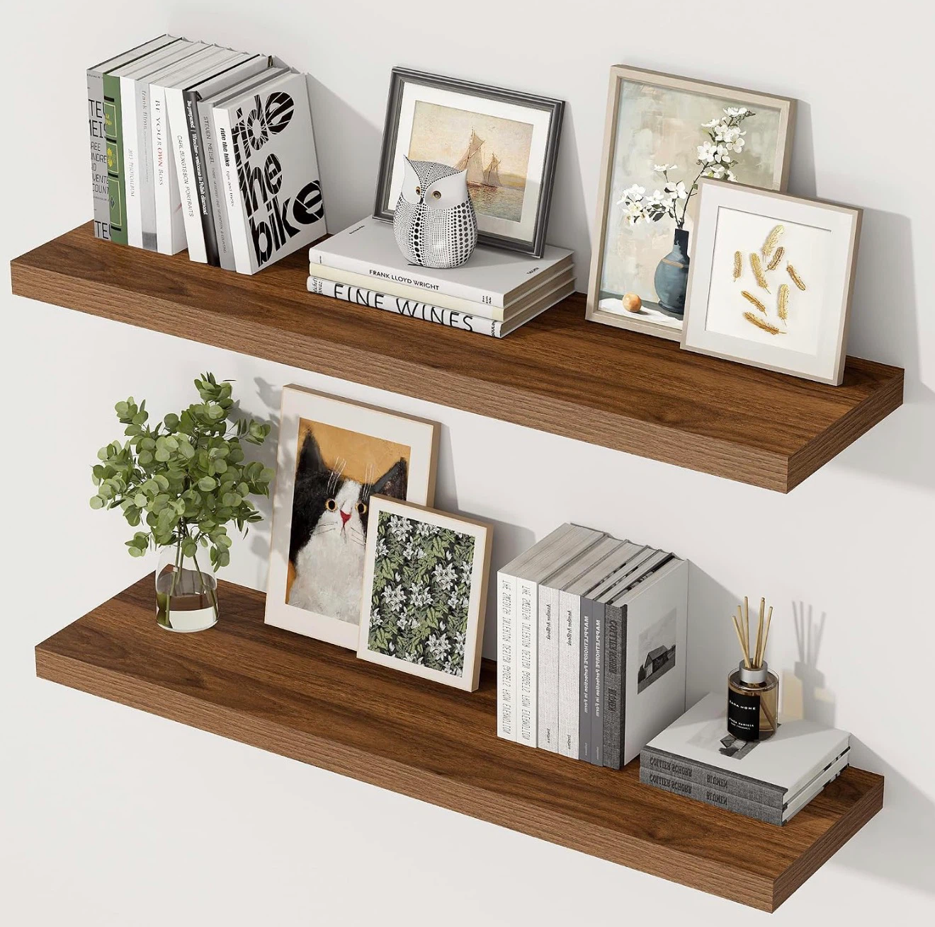 Brand New! Set of 2 Floating Wall Shelves – Dark Walnut - photo 2