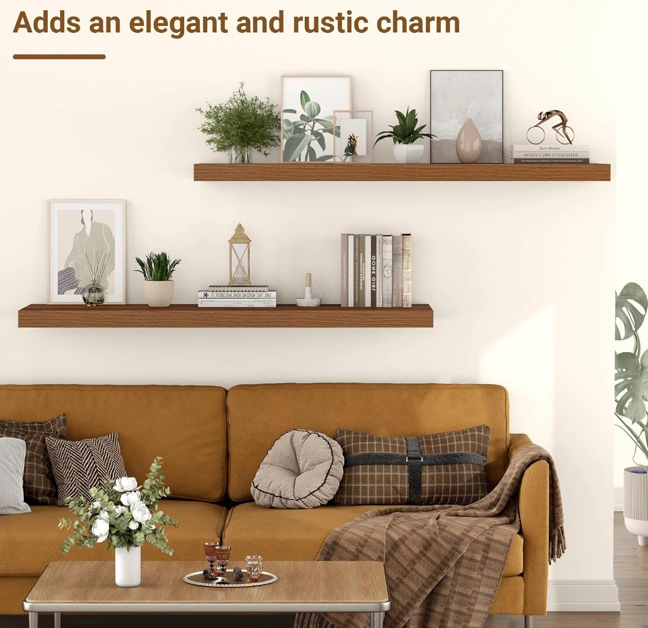 Brand New! Set of 2 Floating Wall Shelves – Dark Walnut - photo 4