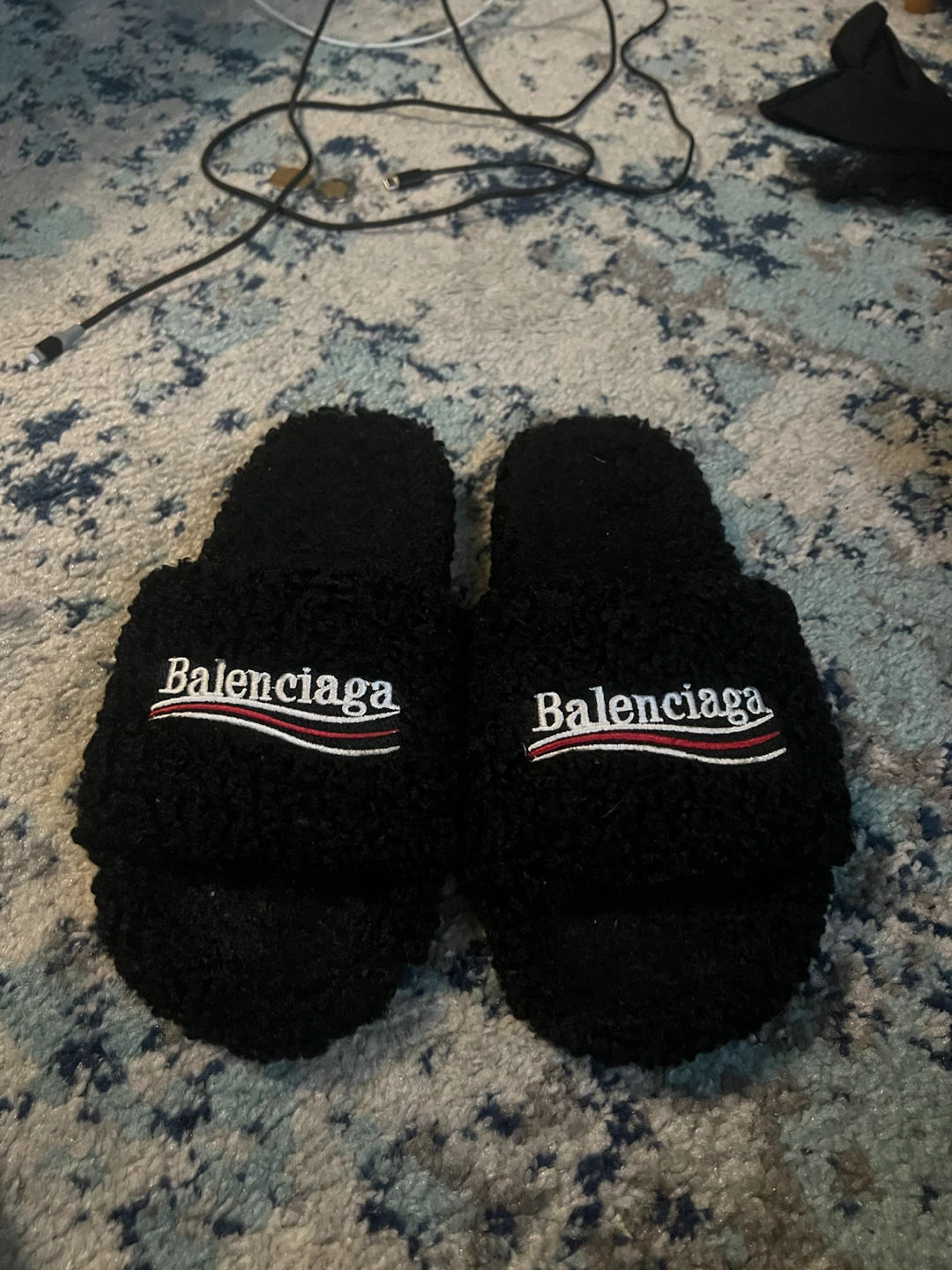Balenciaga Black Fur Slides - photo 5
