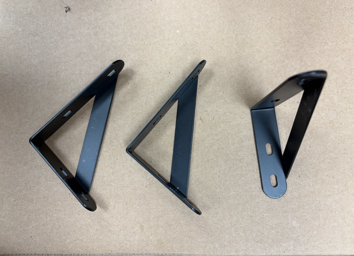Three Black Metal Shelf Brackets