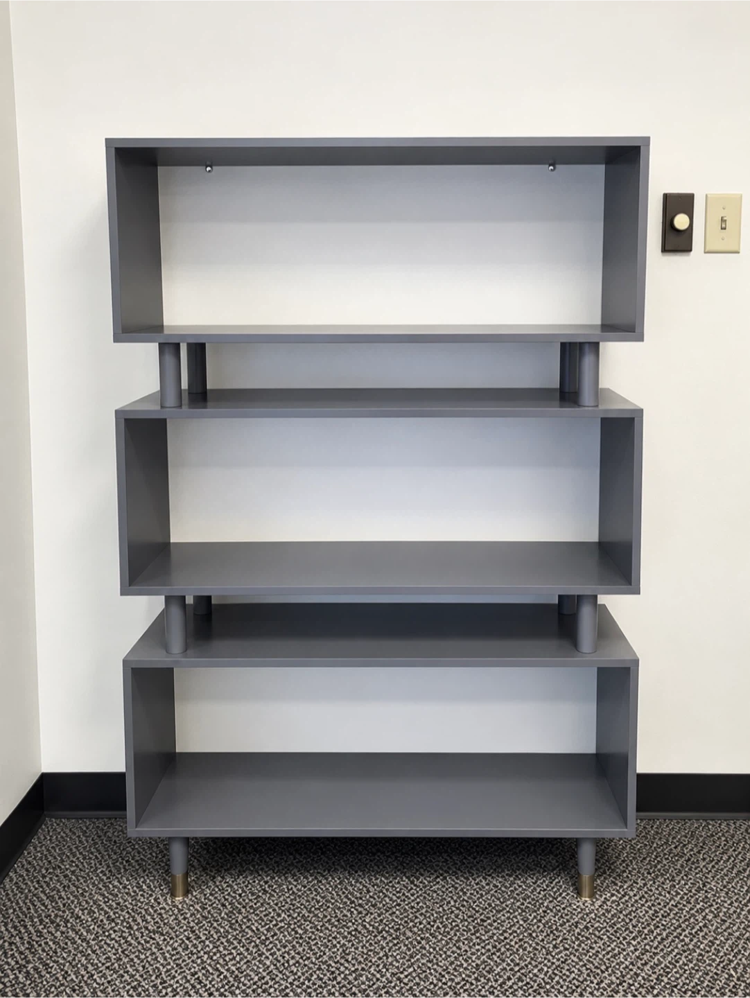 New Gray Mid Century Modern Storage Bookshelf