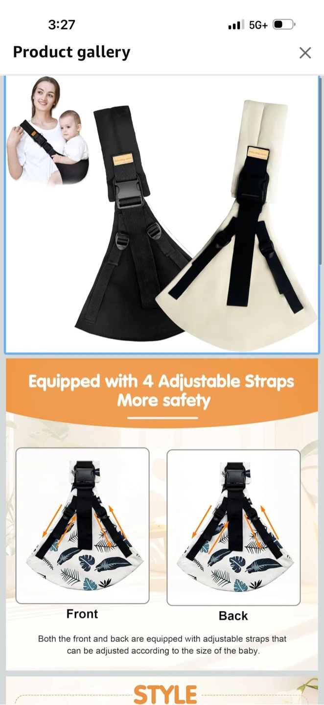 Baby Sling Carrier with Adjustable Straps