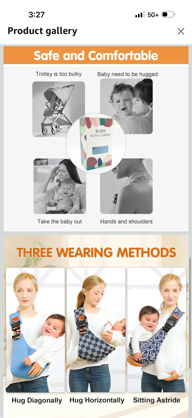 Baby Sling Carrier with Adjustable Straps - photo 2