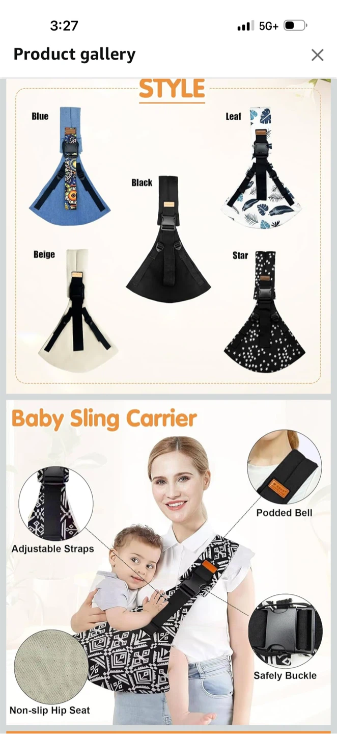 Baby Sling Carrier with Adjustable Straps - photo 3