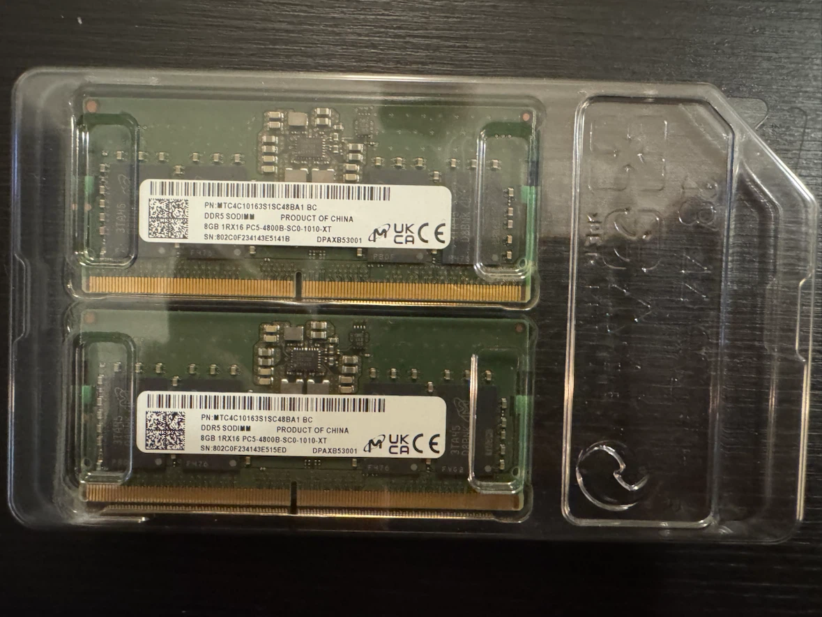 16GB (2x8GB) Micron DDR5 4800MHz Laptop RAM (SODIMM)
