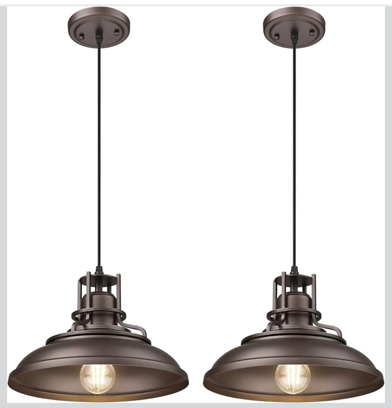 Brand New!Farmhouse Hanging Pendant Lights – Bronze Finish(12”)