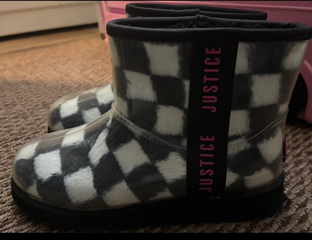 Justice kids Checkerboard Boots ~ Size 3 - photo 2