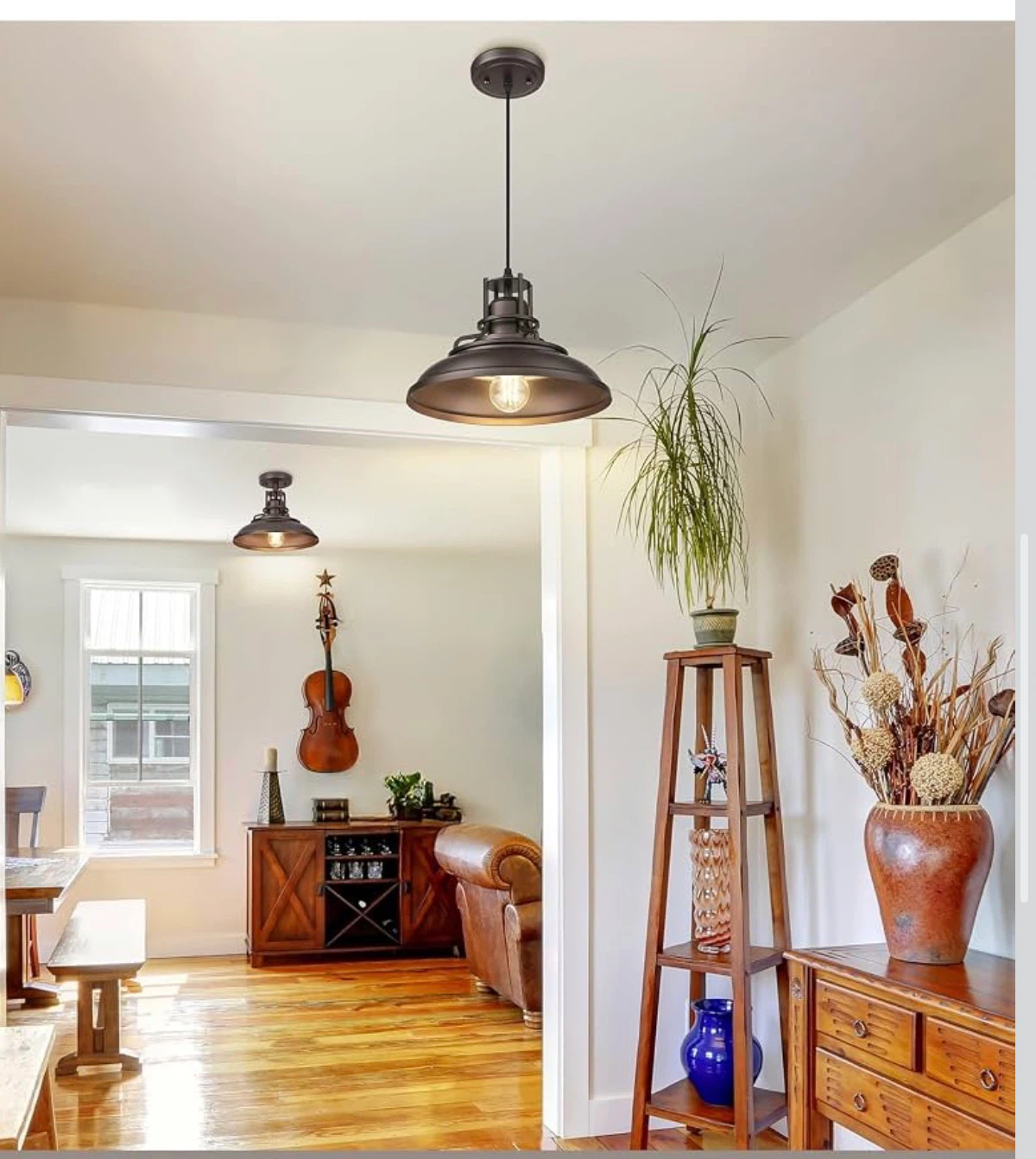 Brand New!Farmhouse Hanging Pendant Lights – Bronze Finish(12”) - photo 5