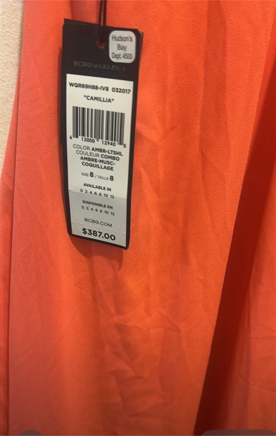 BCBGMAXAZRIA Camillia Dress - Amber/Light Shell