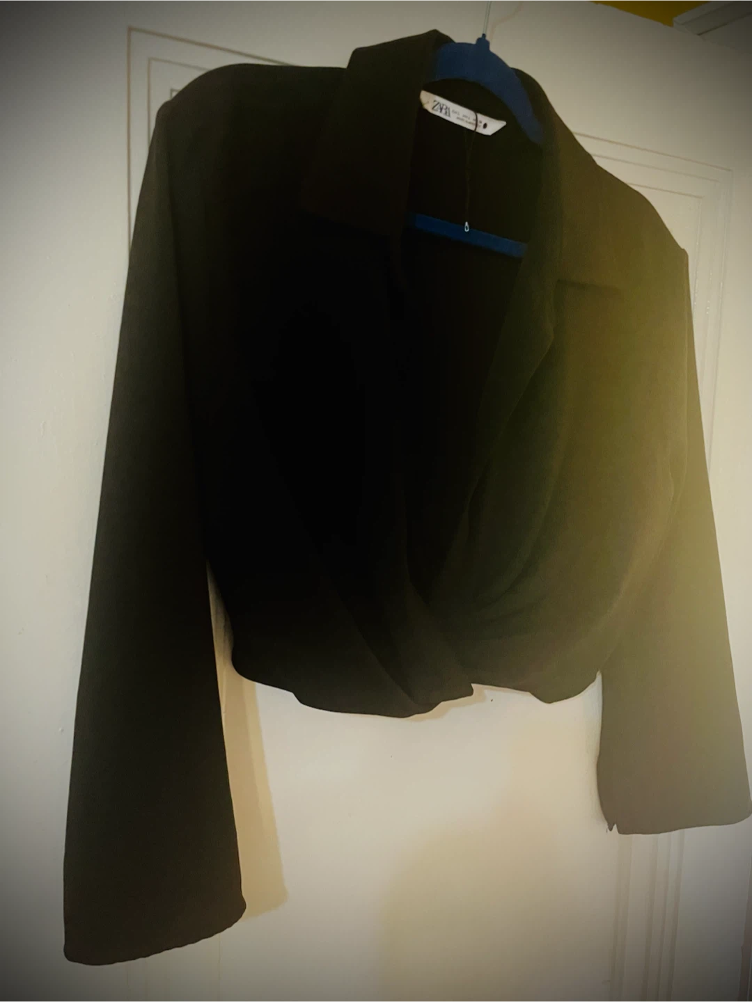 Zara Black Long Sleeve Wrap Top