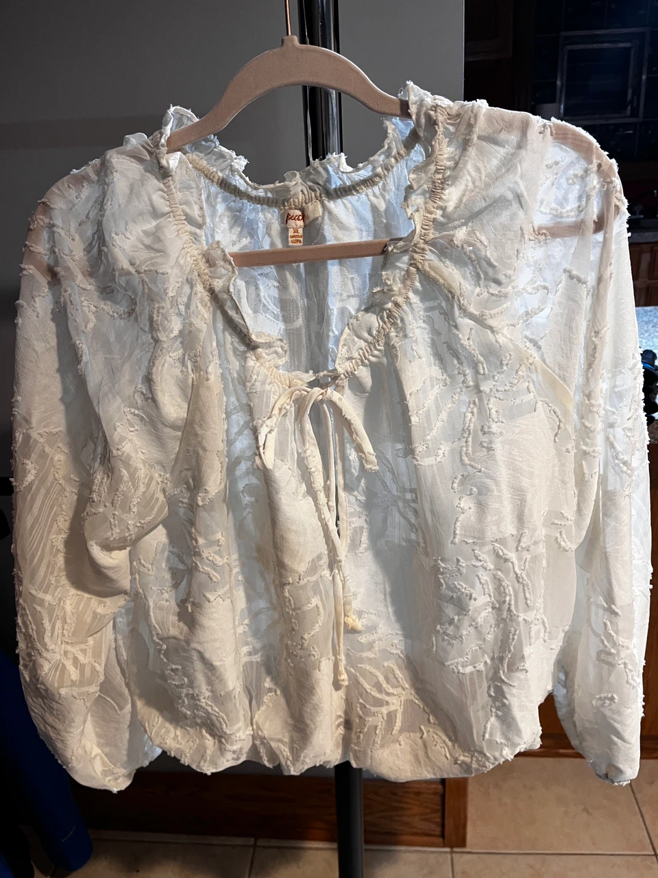 Cream textured blouse size XL