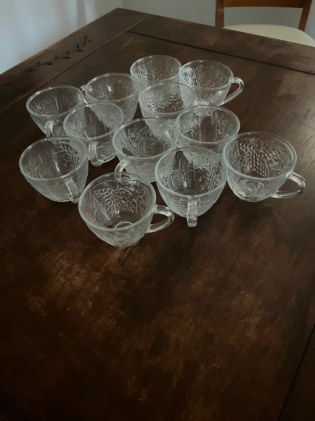 Set of 11 Vintage Clear Glass Cups